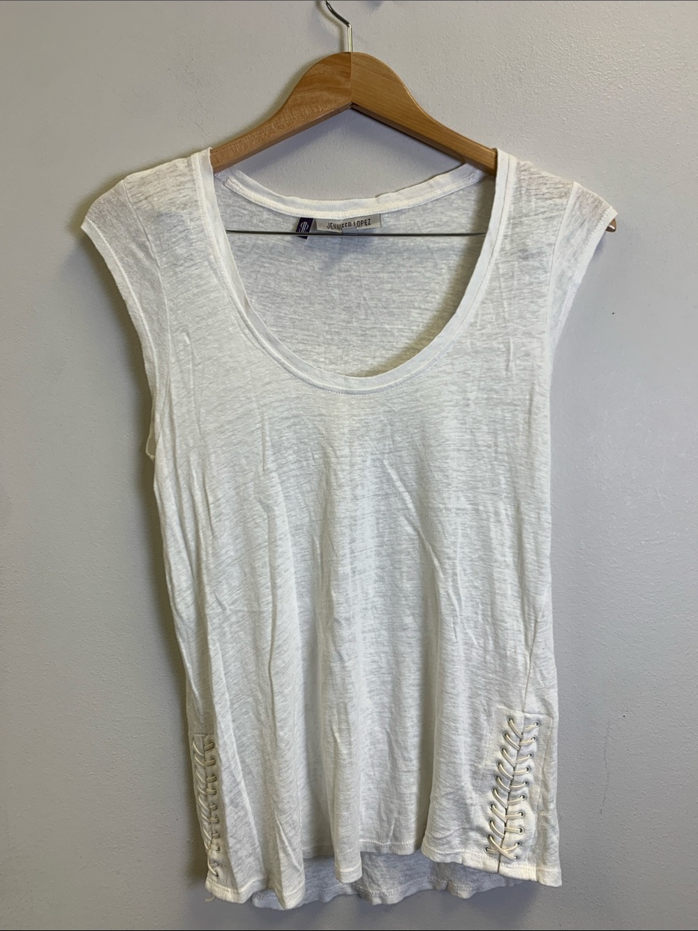 Jennifer Lopez White Lace-Up Side Tank